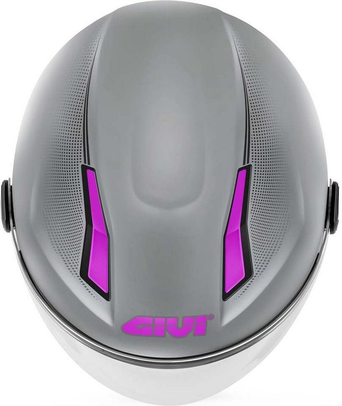 Givi / ジビ ジェットヘルメット 11.7 SOLID LADY マットシルバー/フクシャ サイズ 59/L | H117BG77959