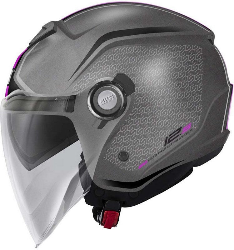 Givi / ジビ ジェットヘルメット 2.5 GRAPHIC TOUCH LADY マットチタン/ピンク サイズ 56/S | H125FTHTP56