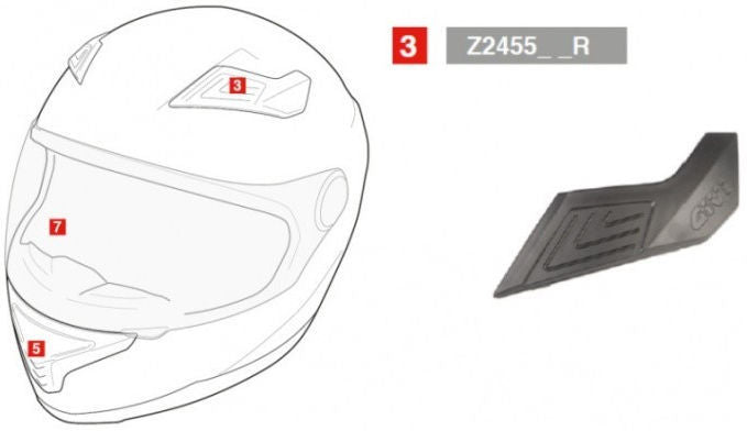GIVI / ジビ アッパーベンチレーション右側 H50.4用 シルバー | Z2455DXR