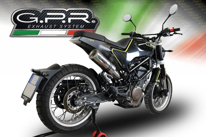 GPR / ジーピーアール Original For Husqvarna Svartpilen 401 2018/19 E4 Homologated Slip-On Catalized M3 Titanium Natural | E4.HU.41.CAT.M3.TN