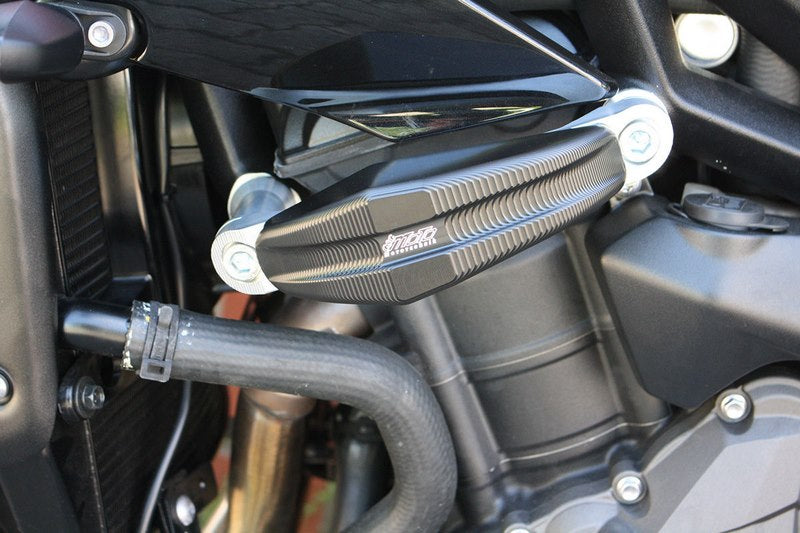 GSGモトテクニック クラッシュパッドセット Streetline マウンティングキット ブラックアノダイズド Triumph ストリートトリプル 765 (2017-2019) | 1505040-T32-SH