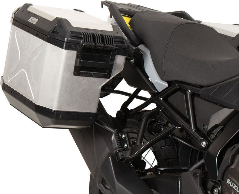 Hepco & Becker サイドキャリアカットアウトブラック インクスプローラーシルバーサイドボックス Suzuki V-Strom 800 (2024-) | 6513553 00 01-00-40