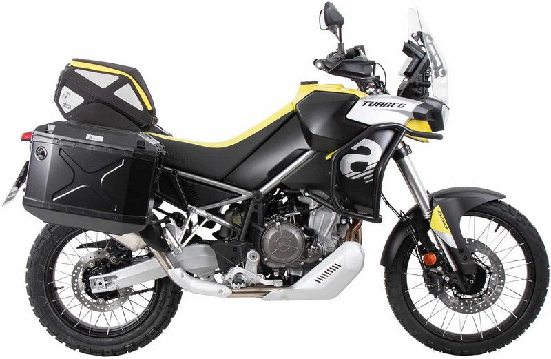 Hepco and Becker / ヘプコアンドベッカー Sidecarrier Cutout black incl. Xplorer sideboxes black for Aprilia Tuareg 660 (2022-) | 6517599 00 01-01-40