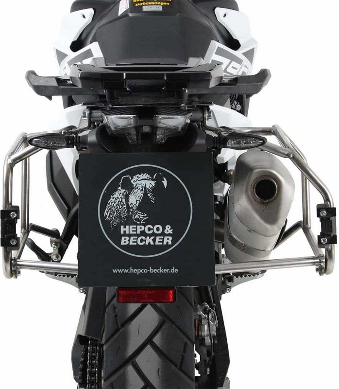 Hepco and Becker / ヘプコアンドベッカー Side carrier cutout stainless steel incl. Xplorer silver sideboxes for KTM 890 Adventure / R / Rally (2021-) | 6517617 00 22-00-40