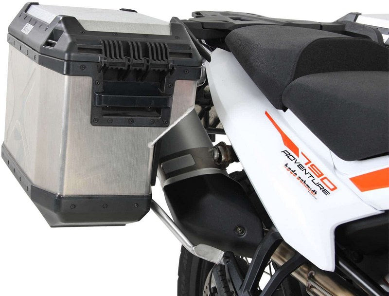 Hepco and Becker / ヘプコアンドベッカー Side carrier cutout stainless steel incl. Xplorer silver sideboxes for KTM 890 Adventure / R / Rally (2021-) | 6517617 00 22-00-40