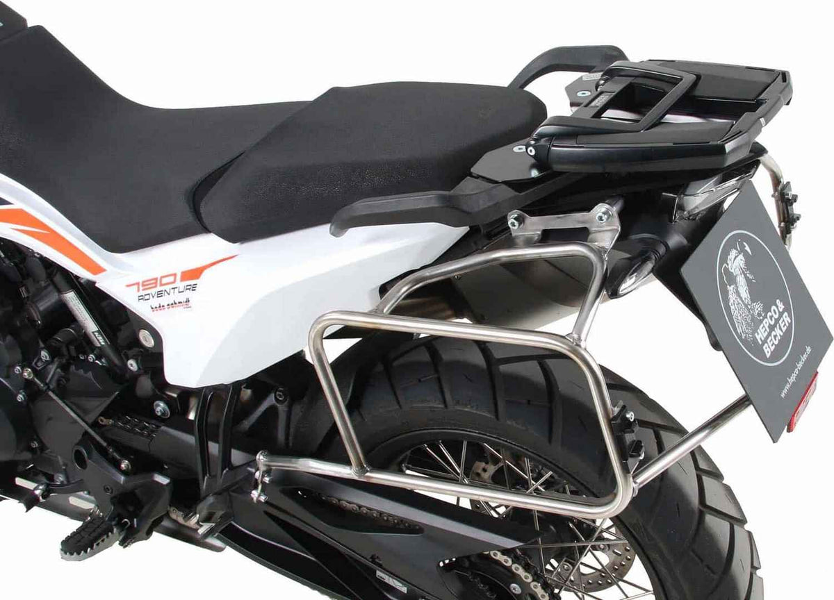 Hepco and Becker / ヘプコアンドベッカー Side carrier cutout stainless steel incl. Xplorer silver sideboxes for KTM 890 Adventure / R / Rally (2021-) | 6517617 00 22-00-40