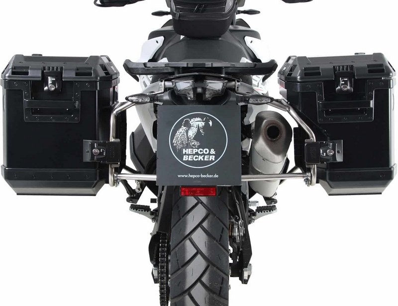 Hepco and Becker / ヘプコアンドベッカー Side carrier cutout stainless steel incl. Xplorer sideboxes black for KTM 890 Adventure / R / Rally (2021-) | 6517617 00 22-01-40