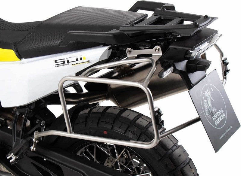 Hepco and Becker / ヘプコアンドベッカー Sidecarrier Cutout stainless steel incl. Xplorer sideboxes silver for Husqvarna Norden 901 (2022-) | 6517634 00 22-00-40