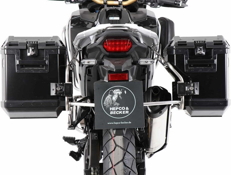 Hepco & Becker / ヘプコ&ベッカー Sidecarrier Cutout stainless steel incl. Xplorer black sideboxes for Honda CRF 1100L Africa Twin Adventure Sports (2020-) | 6519522 00 22-01-40