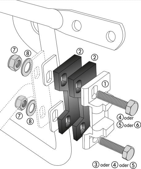 Hepco & Becker Lock adapter incl. Inclination plate for side carrier for aluminum case Standard / Exclusiv (piece) | 700201