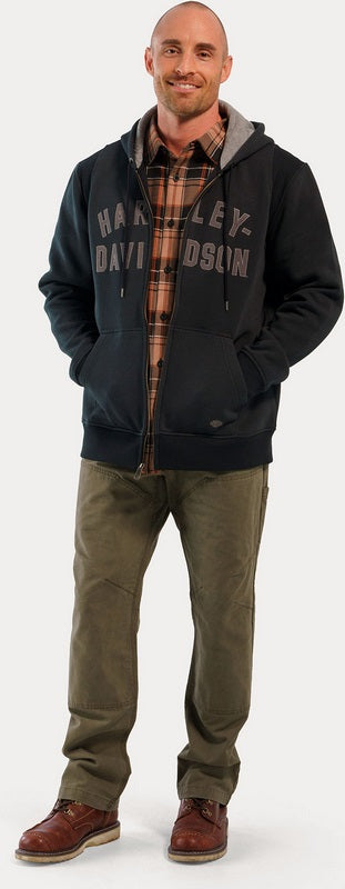 Harley-Davidson Men'S Staple Zip-Up Hoodie Black Beauty | 96018-23VM