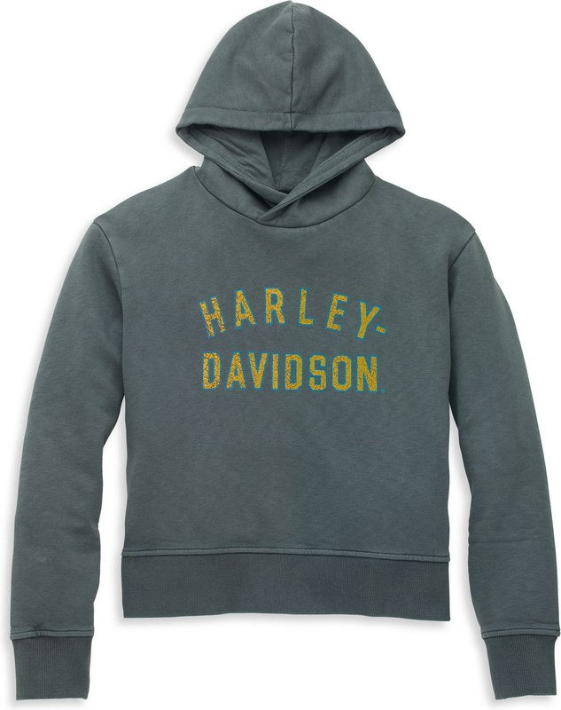 Harley-Davidson Women'S Racer Font Crossover Neck Hoodie Blackened Pearl | 96077-22VW