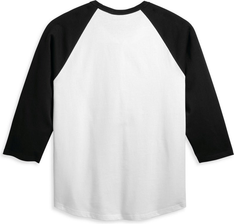 Harley-Davidson Men'S Staple 3/4 Raglan Colorblock-Design-Bright White | 96077-23VM