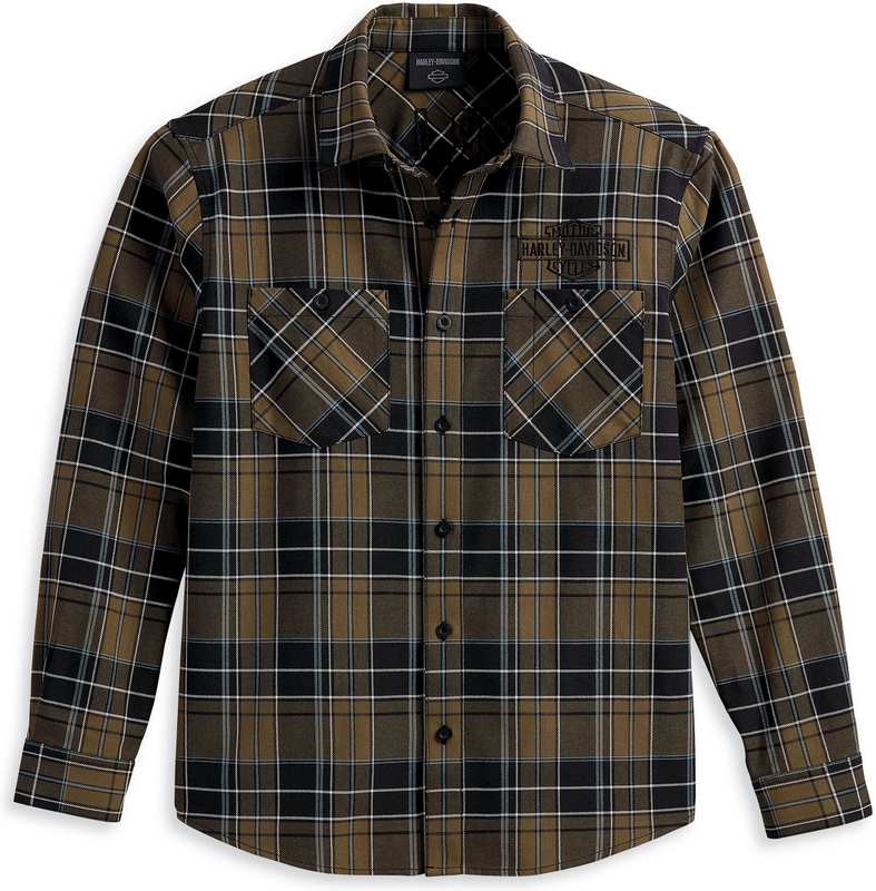 Harley-Davidson Men'S Staple Shirt Olive Plaid | 96126-23VM