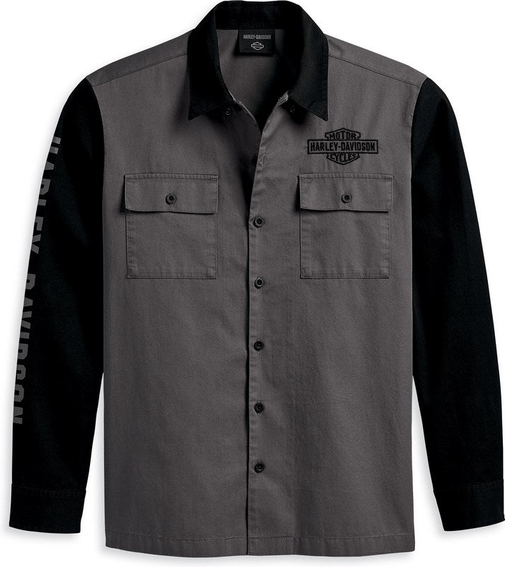 Harley-Davidson Men'S Mechanic Shirt Colorblock-Design-Blackened Pearl | 96135-23VM