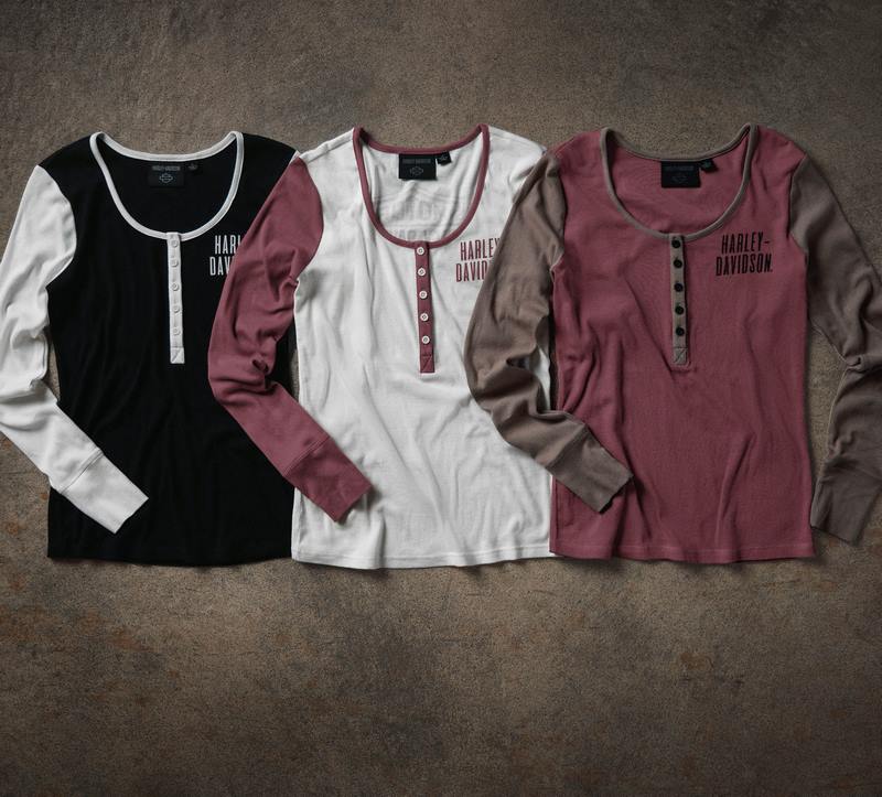 Harley-Davidson Women'S Bar & Shield Timeless Henley Colorblock-Design-Crushed Berry | 96142-24VW
