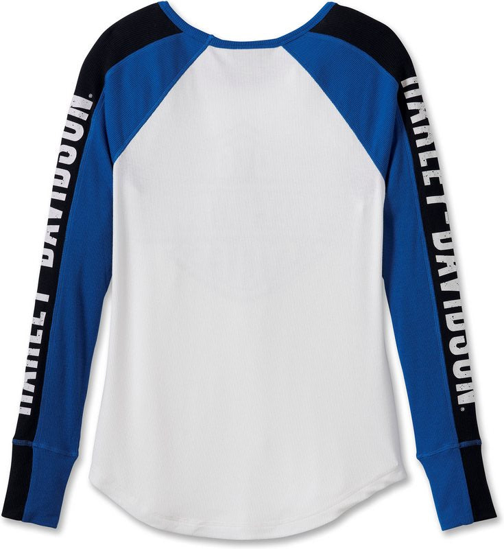 Harley-Davidson Women'S Bar & Shield Raglan Long Sleeve Tee Colorblock-Design-Bright White | 96143-24VW