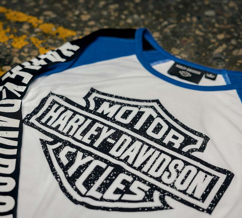 Harley-Davidson Women'S Bar & Shield Raglan Long Sleeve Tee Colorblock-Design-Bright White | 96143-24VW