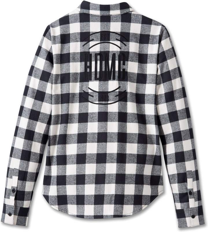 Harley-Davidson Women'S Rustic Long Sleeve Flannel Shirt Yarn Dyed Plaid-Black Beauty | 96158-24VW