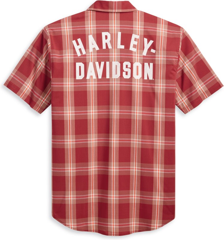 Harley-Davidson Men'S Staple Poplin Shirt Red Checkered | 96164-23VM