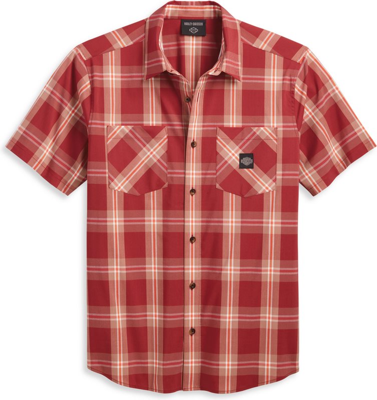 Harley-Davidson Men'S Staple Poplin Shirt Red Checkered | 96164-23VM