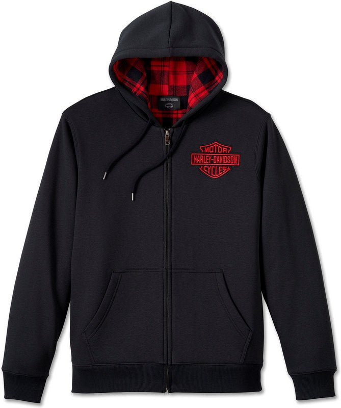 Harley-Davidson Men'S Bar & Shield Lined Zip-Up Hoodie Black Beauty | 96174-24VM