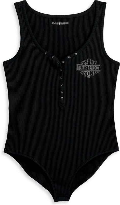 Harley-Davidson Women'S Iron Bond Henley Bodysuit Black Beauty | 96214-23VW