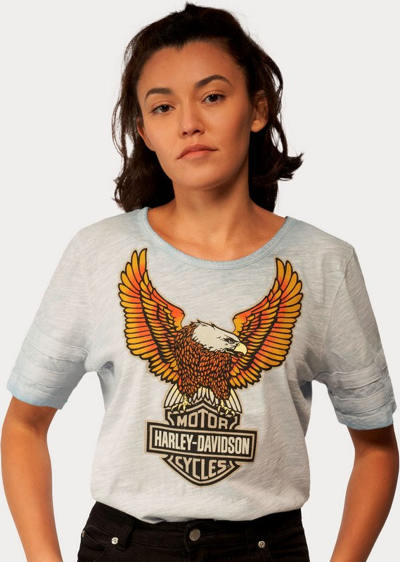 Harley-Davidson Women'S Hometown Scoop Neck Tee Celestial Blue | 96219-23VW