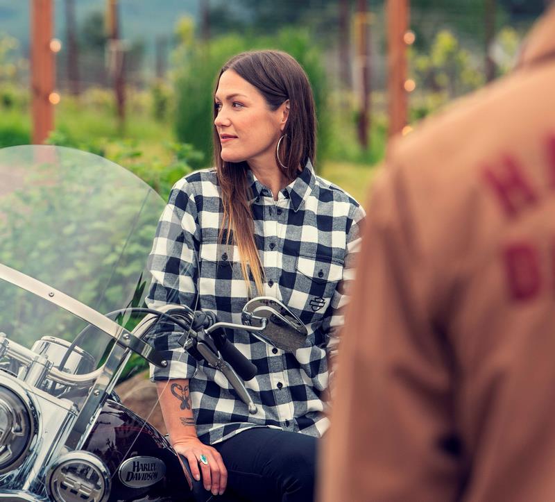 Harley-Davidson Women'S Retro Buffalo Plaid Shirt Yarn Dyed Plaid-Cloud Dancer | 96277-23VW