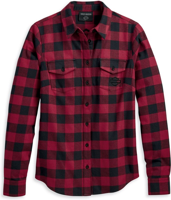 Harley-Davidson Women'S Retro Buffalo Plaid Shirt Yarn Dyed Plaid-Tibetan Red | 96279-23VW