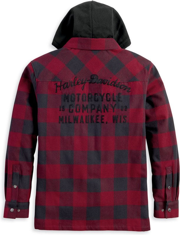 Harley-Davidson Men'S Onwards Hooded Shirt / Jacket Red Checkered | 96357-23VM