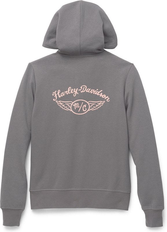 Harley-Davidson Women'S Salute Solid Zip Front Hoodie Granite Grey | 96418-22VW