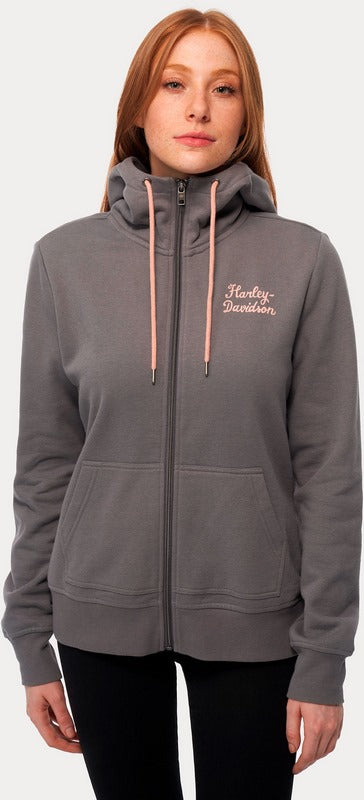 Harley-Davidson Women'S Salute Solid Zip Front Hoodie Granite Grey | 96418-22VW