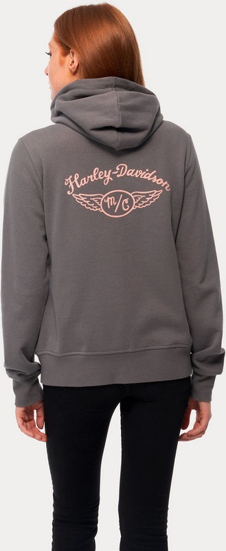 Harley-Davidson Women'S Salute Solid Zip Front Hoodie Granite Grey | 96418-22VW