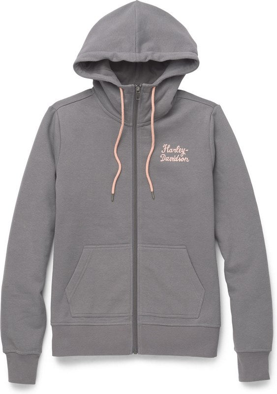 Harley-Davidson Women'S Salute Solid Zip Front Hoodie Granite Grey | 96418-22VW