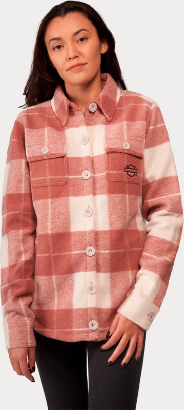 Harley-Davidson Women'S Onwards Shirt Jacket Yarn Dyed Plaid-Ash Rose | 96428-23VW