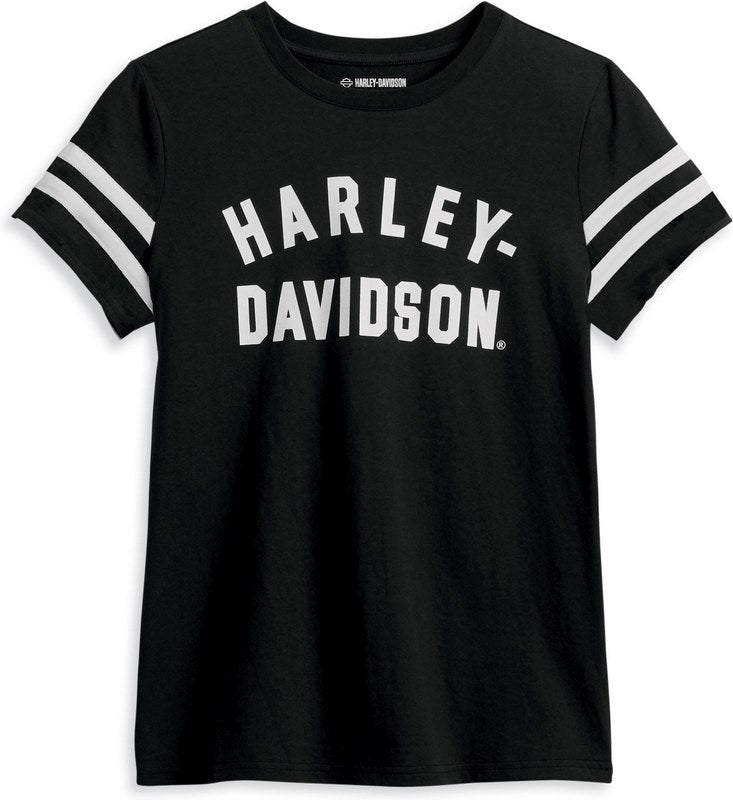 Harley-Davidson Women'S Forever Sleeve Striped Tee Black Beauty | 96434-23VW