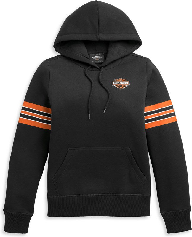 Harley-Davidson Women'S Sleeve Stripe Logo Pullover Hoodie Black Beauty | 96470-21VW