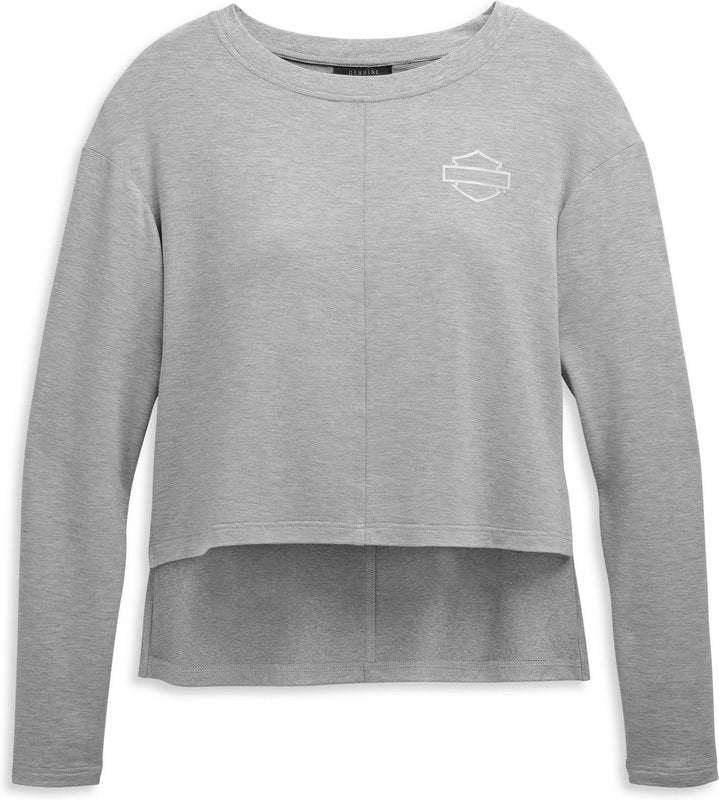 Harley-Davidson Women'S Metallic Logo Knit Top Heather Grey | 96477-21VW