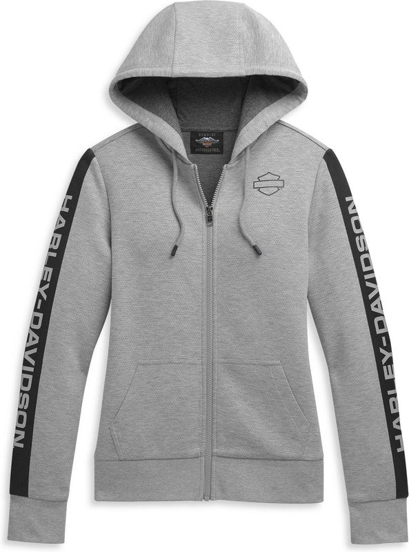 Harley-Davidson Women'S Sleeve Logo Zip Hoodie Medium Heather Grey | 96487-21VW