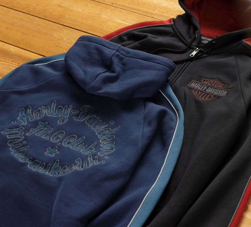Harley-Davidson Men'S Club Crew Zip-Up Hoodie Black Beauty | 96514-23VM