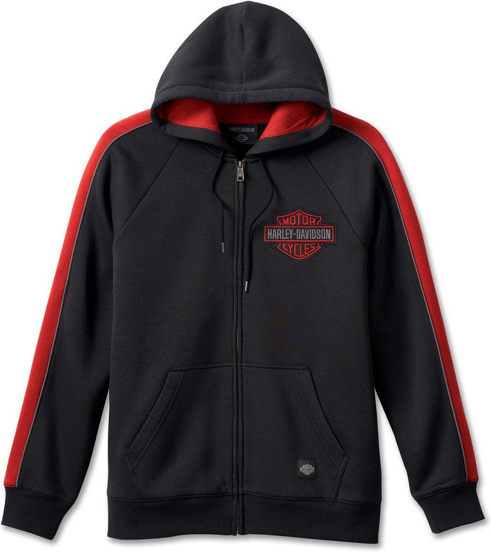 Harley-Davidson Men'S Club Crew Zip-Up Hoodie Black Beauty | 96514-23VM