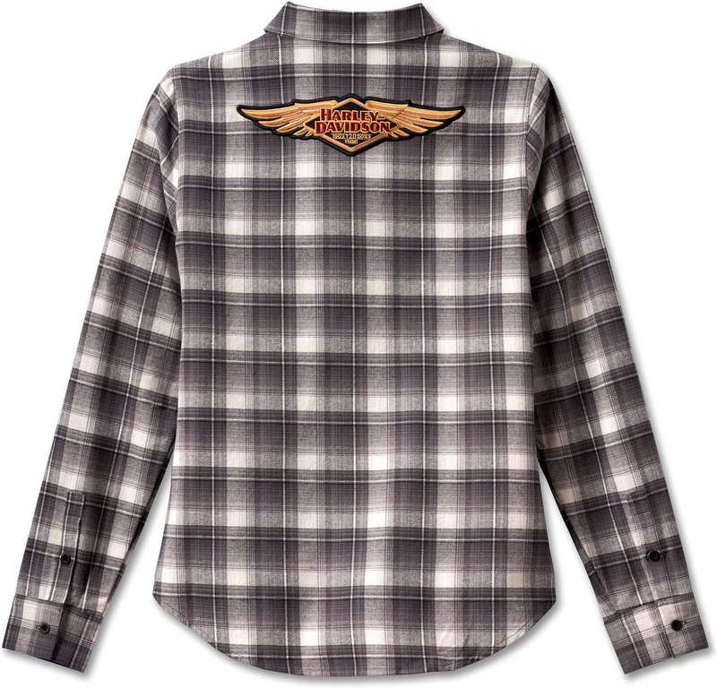 Harley-Davidson Women'S 120Th Anniversary Retro Flannel Shirt Yarn Dyed Plaid-Blackened Pearl | 96745-23VW