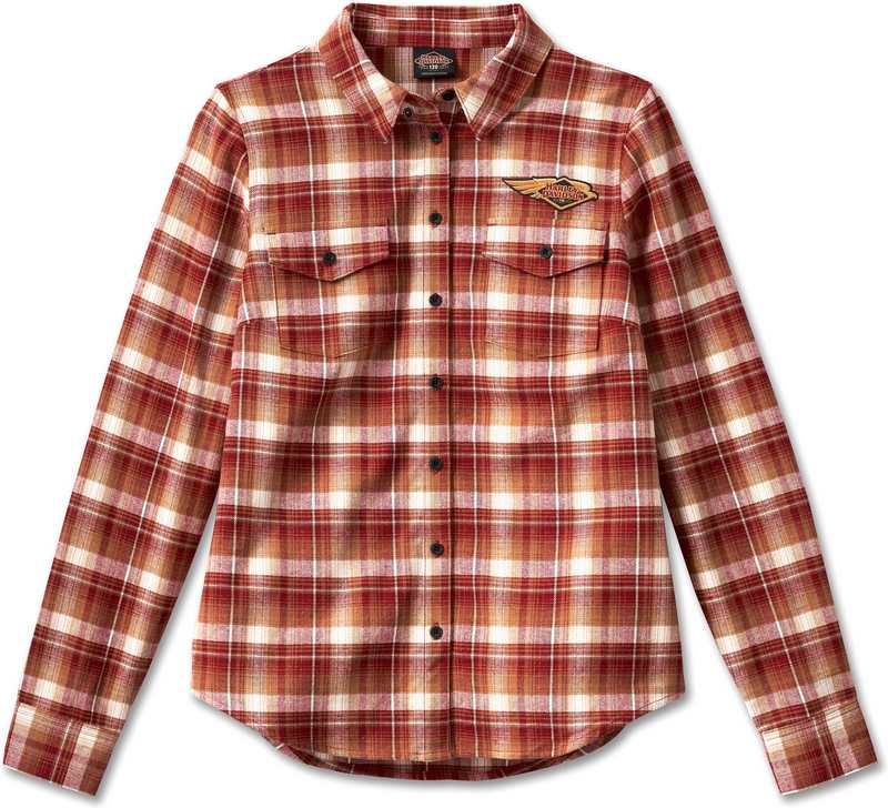 Harley-Davidson Women'S 120Th Anniversary Retro Flannel Shirt Yarn Dyed Plaid-Merlot | 96746-23VW