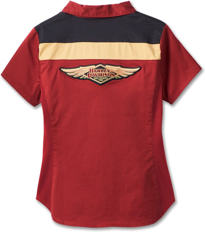 Harley-Davidson Women'S 120Th Anniversary Elemental Zip Front Shirt Colorblock-Design-Merlot | 96750-23VW