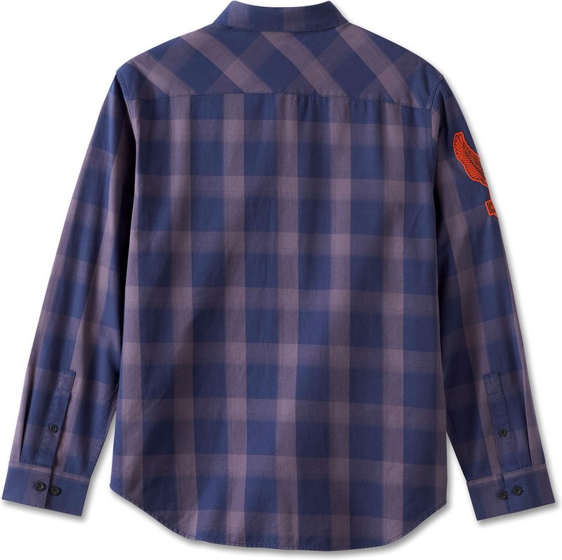 Harley-Davidson Men'S Motorbreath Long Sleeve Shirt Blue Plaid | 96875-23VM