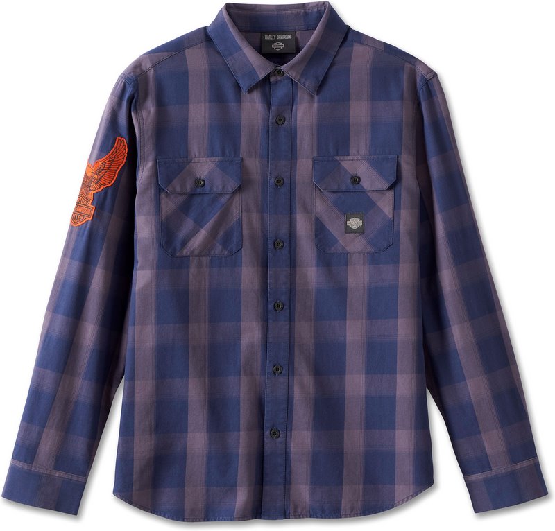 Harley-Davidson Men'S Motorbreath Long Sleeve Shirt Blue Plaid | 96875-23VM