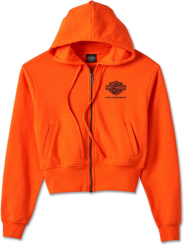 Harley-Davidson Women'S 120Th Anniversary Zip Front Hoodie Harley Orange | 96894-23VW