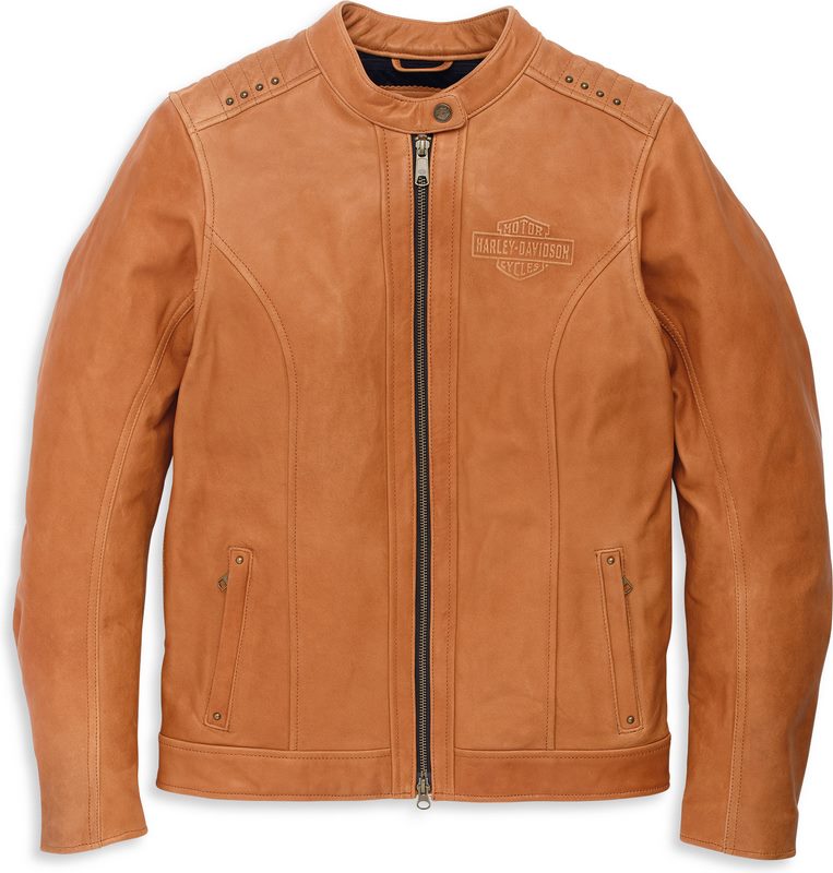 Harley-Davidson Women'S Electra Mandarin Collar Studded Leather Jacket Tortoise Shell | 97001-22EW