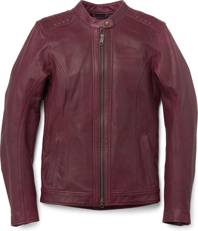 Harley-Davidson Women'S Electra Mandarin Collar Studded Leather Jacket Port Royale | 97003-22EW